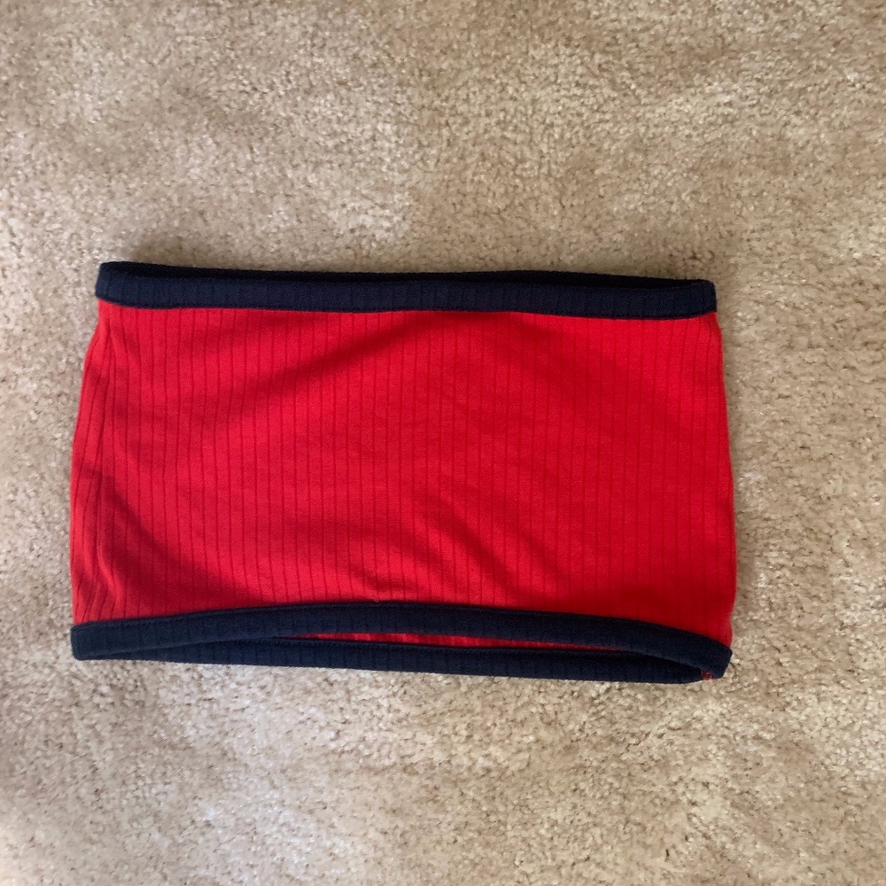 Pull & Bear Red/Navy Tube Top
